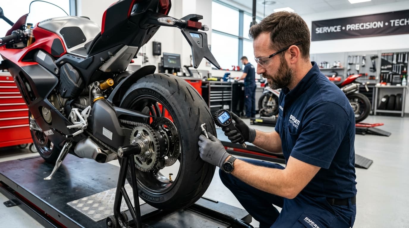 Motosiklet lastik hava basıncı ve diş derinliği kontrolü